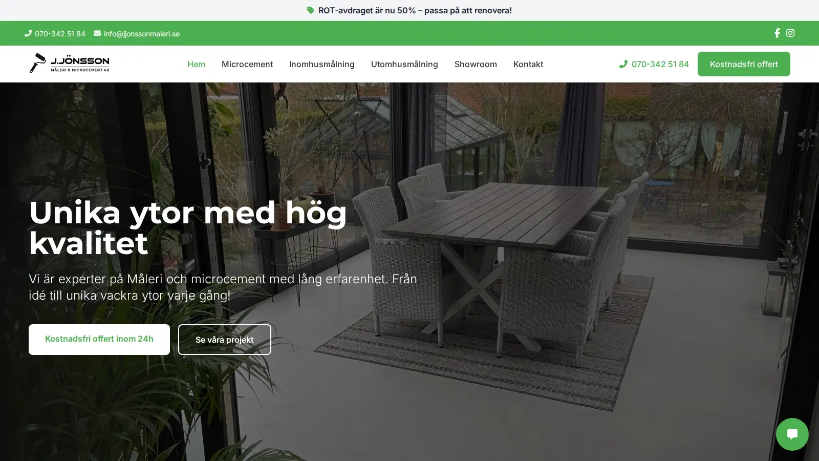 J. Jönsson Måleri hemsida – kundcase