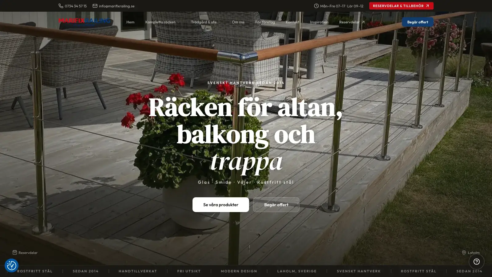 Marifix Railings nya hemsida byggd av Mediase